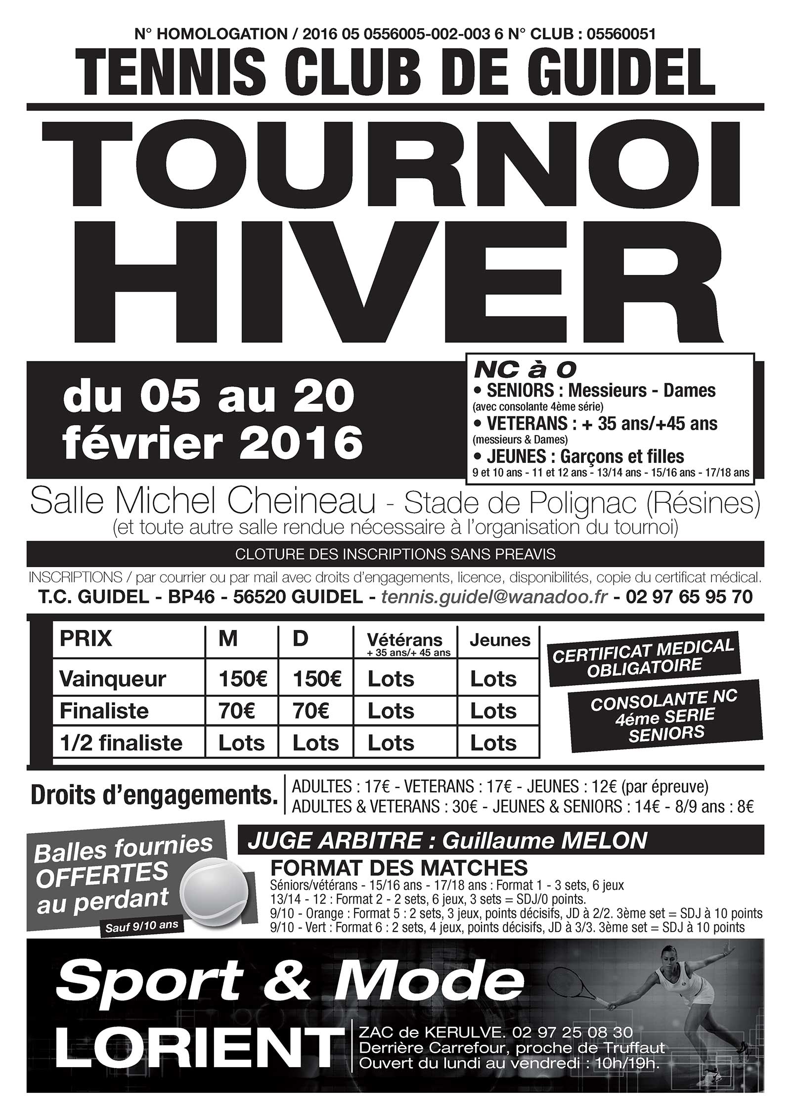 Tournoi d'hiver de tennis 2016 de Guidel